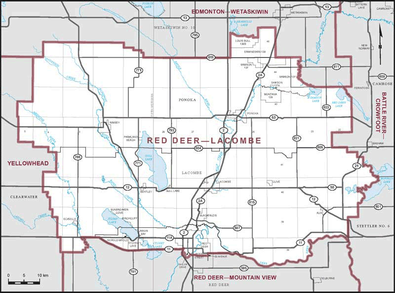 Map of Red Deer--Lacombe
