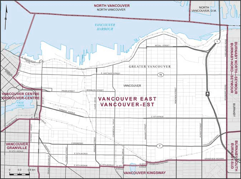 Map of Vancouver East