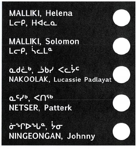 Exemple de bulletin de vote