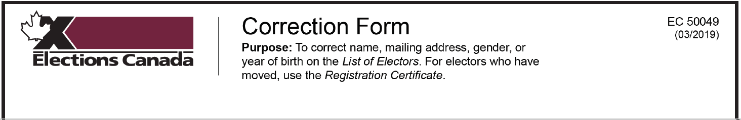 Elections Canada Correction Form