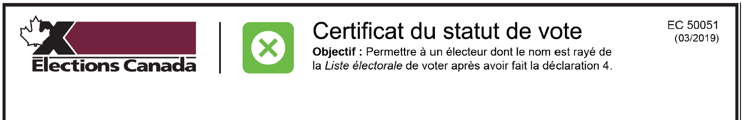 Certificat de statut de vote