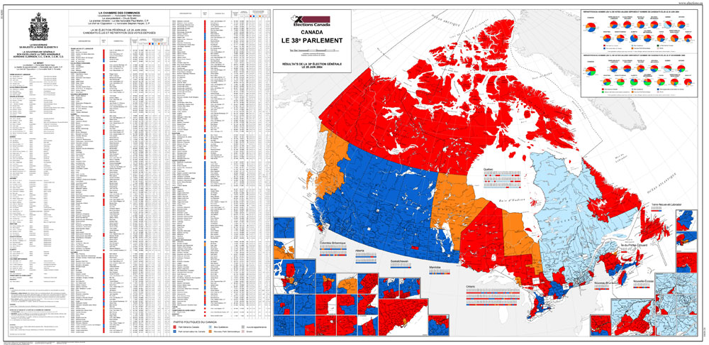 Carte du Canada, le 38e Parlement (2004)