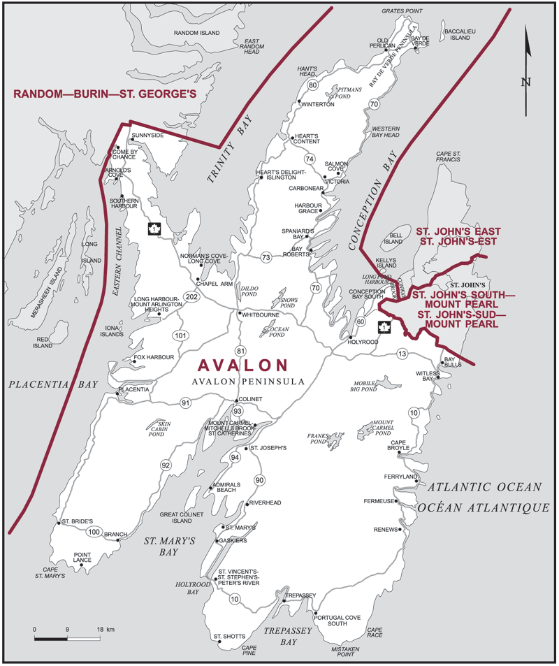 Carte – Avalon, Terre-Neuve-et-Labrador
