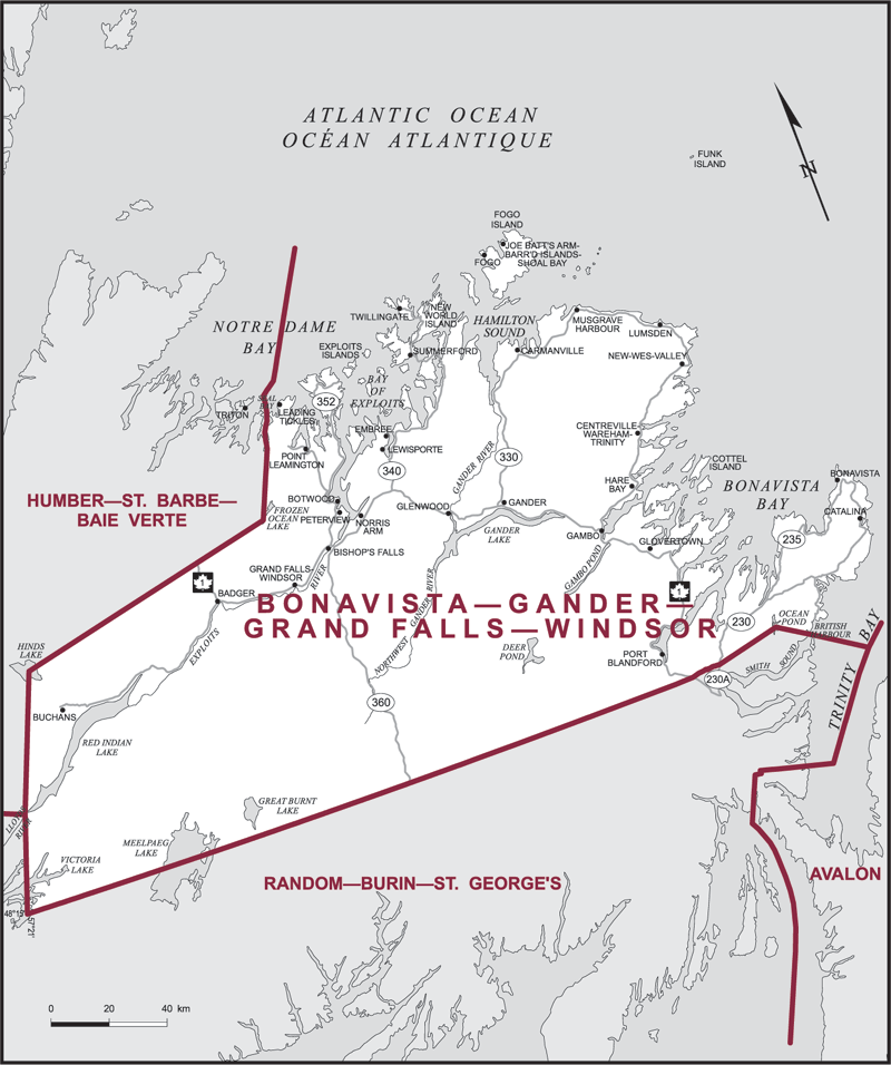 Carte – Bonavista–Gander–Grand Falls–Windsor, Terre-Neuve-et-Labrador