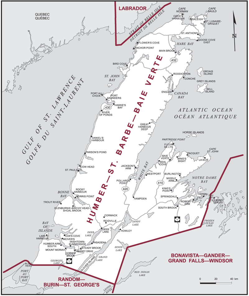 Carte – Humber–St. Barbe–Baie Verte, Terre-Neuve-et-Labrador