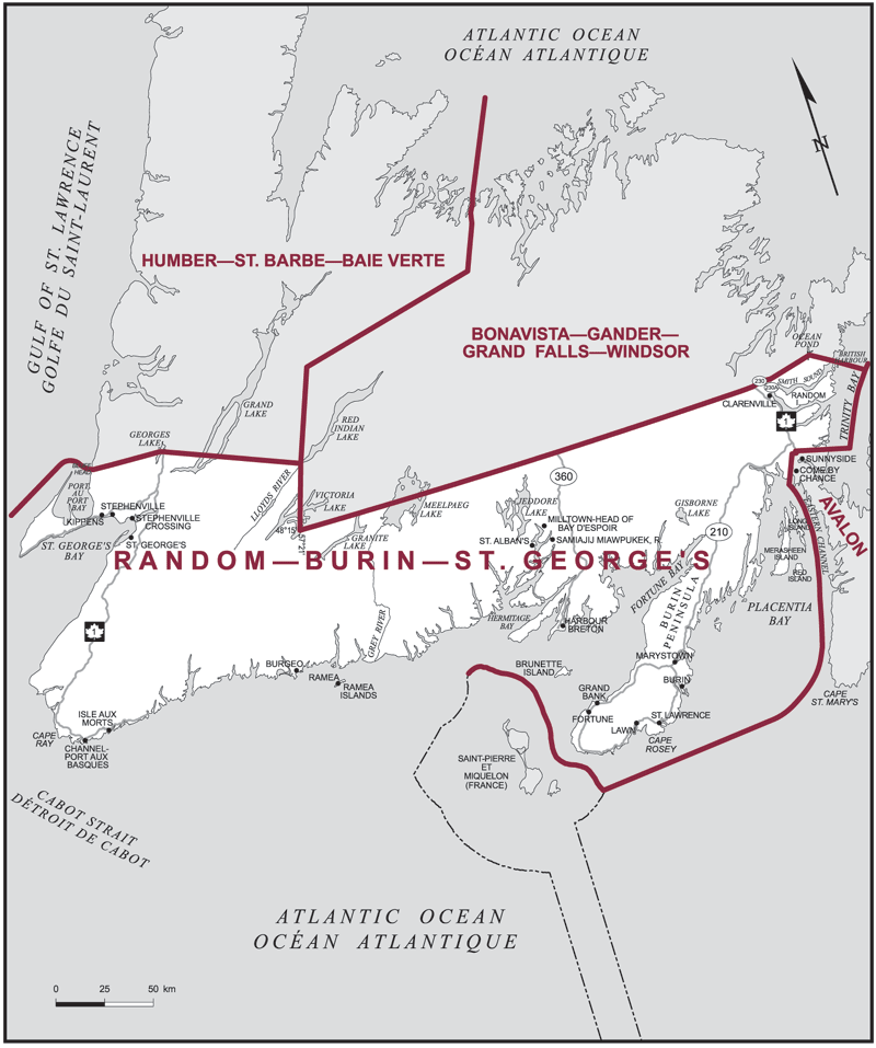 Carte – Random–Burin–St. George's, Terre-Neuve-et-Labrador