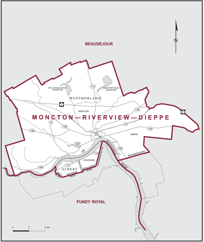 Carte – Moncton–Riverview–Dieppe, Nouveau Brunswick