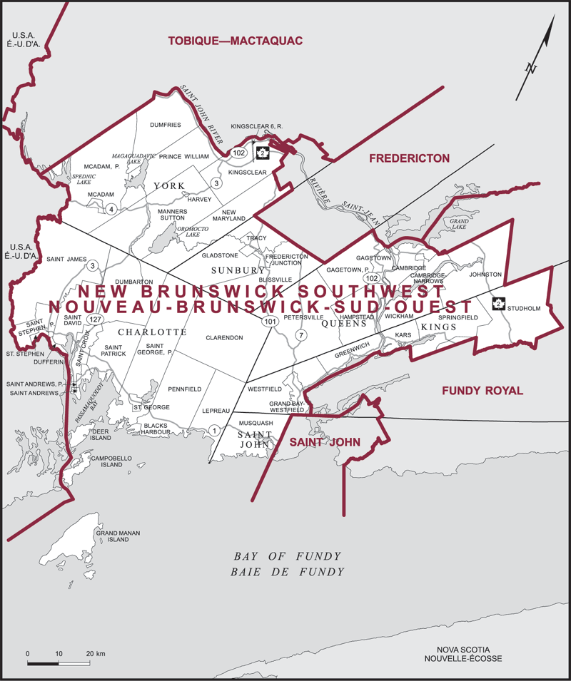 Carte – Nouveau-Brunswick-Sud-Ouest, Nouveau Brunswick