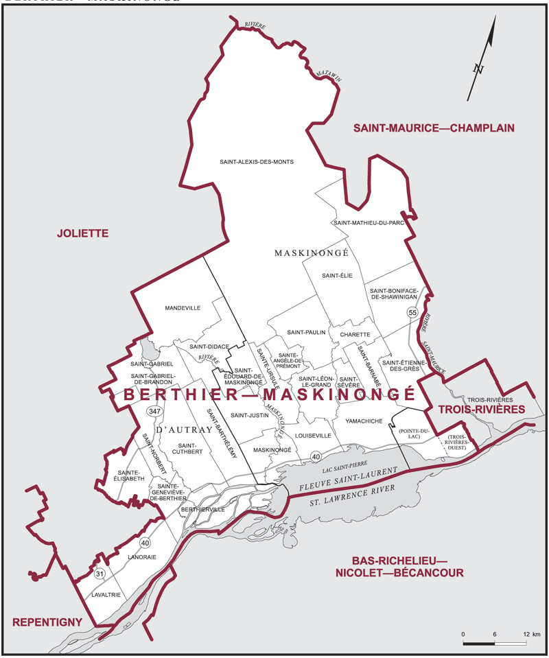 Carte – Berthier–Maskinongé, Québec