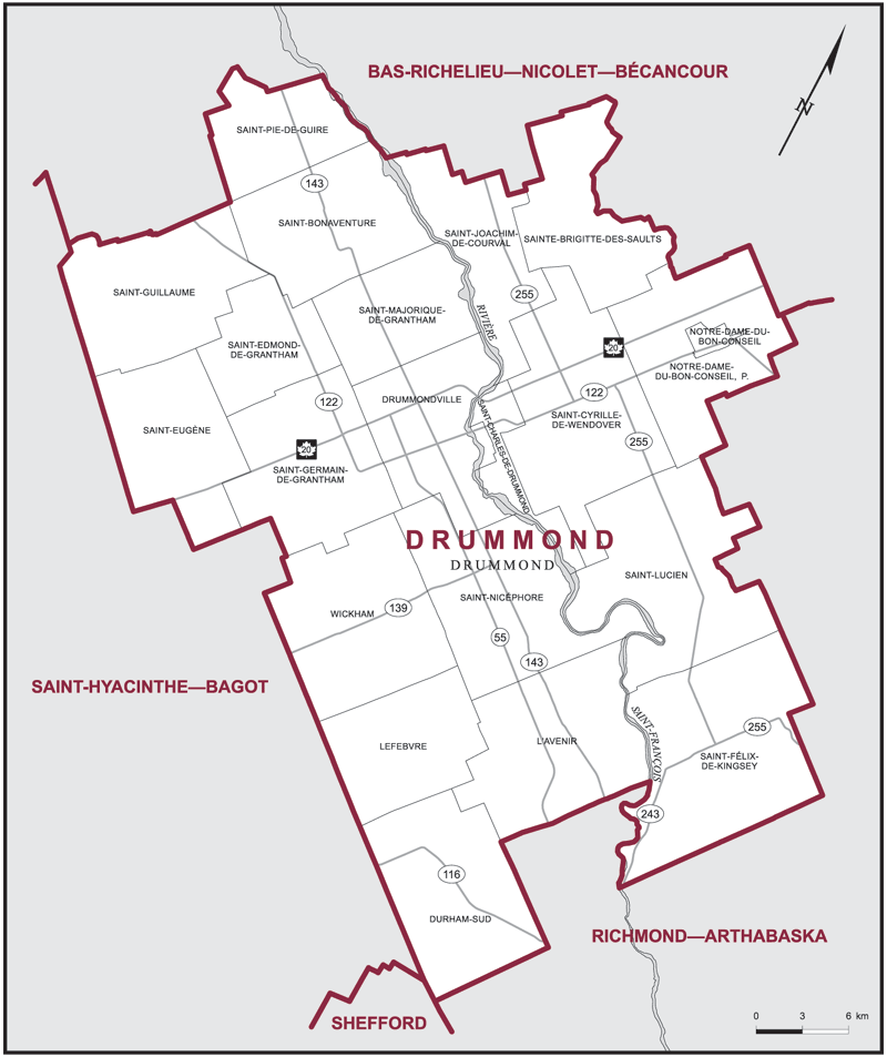 Carte – Drummond, Québec