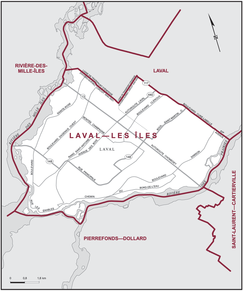 Carte – Laval–Les Îles, Québec