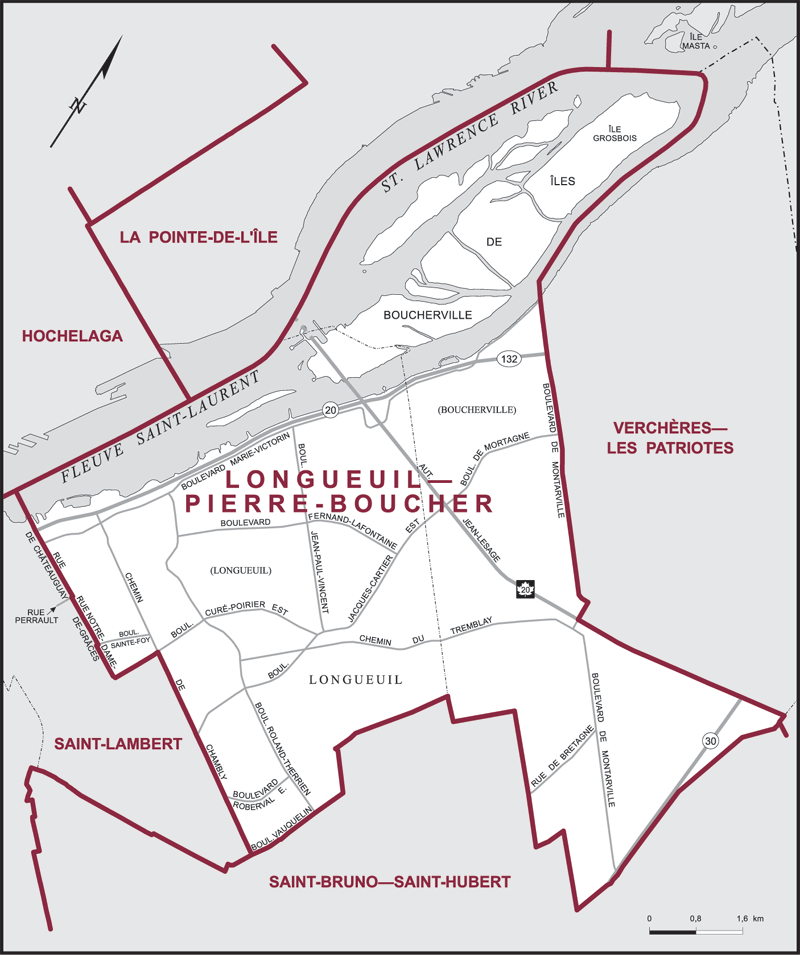 Carte – Longueuil–Pierre-Boucher, Québec