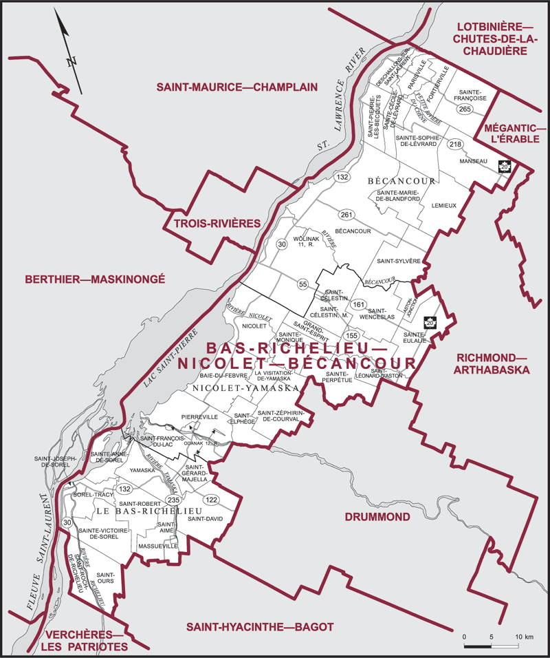 Carte – Bas-Richelieu–Nicolet–Bécancour, Québec