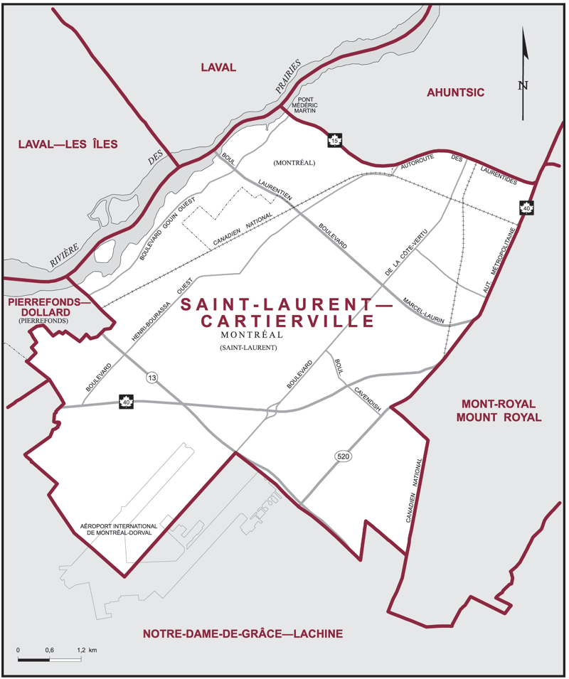 Carte – Saint-Laurent–Cartierville, Québec