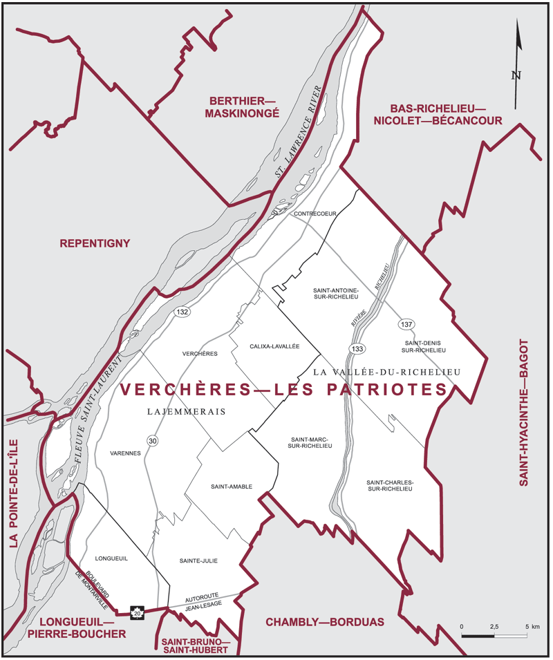 Carte – Verchères–Les Patriotes, Québec