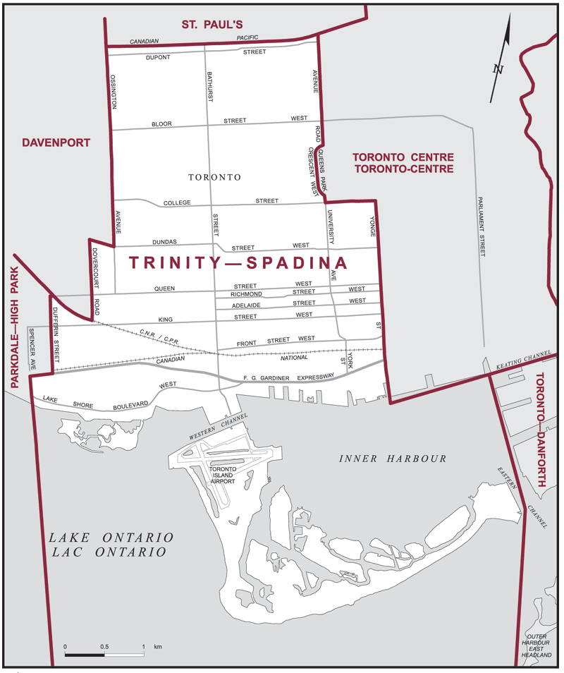 Map – Trinity–Spadina, Ontario