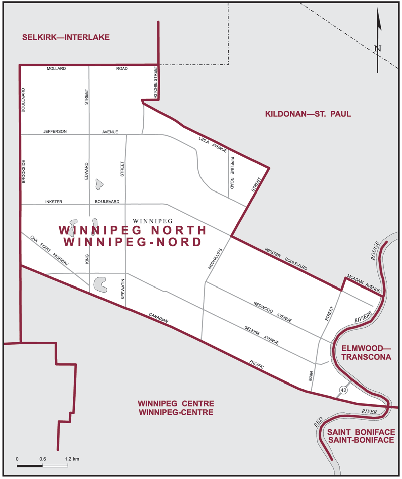 Carte – Winnipeg-Nord, Manitoba
