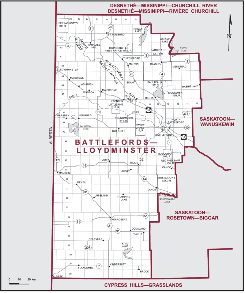 Map – Battlefords–Lloydminster, Saskatchewan