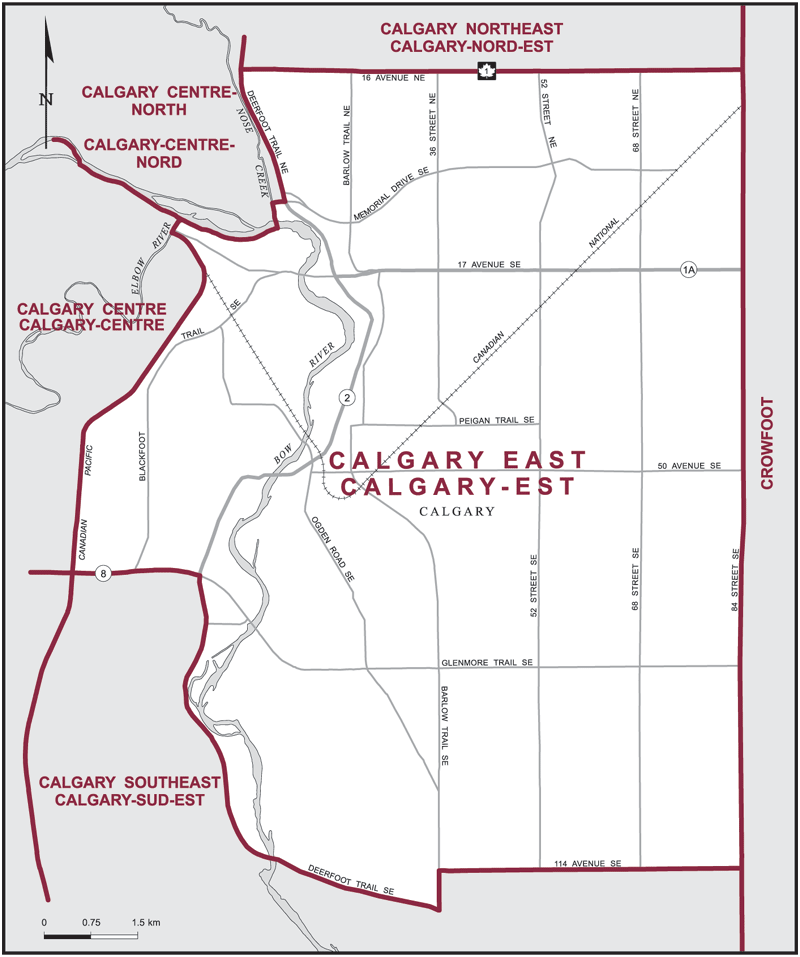 Carte – Calgary-Est, Alberta