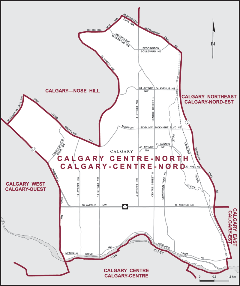 Carte – Calgary-Centre-Nord, Alberta