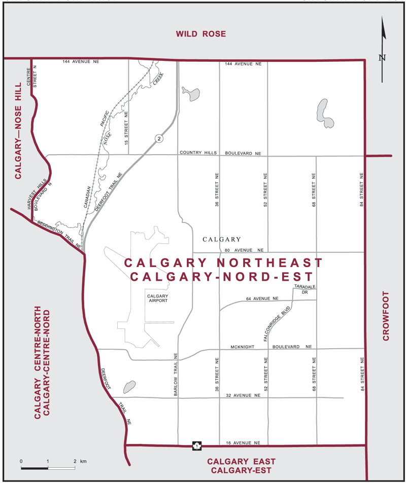 Carte – Calgary-Nord-Est, Alberta