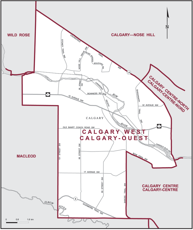 Carte – Calgary-Ouest, Alberta