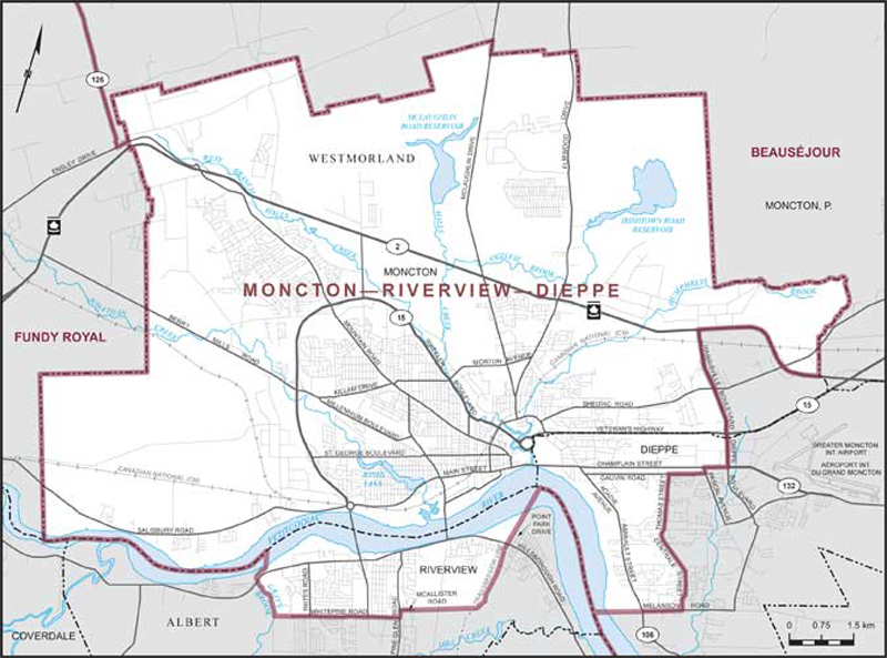 Carte – Moncton–Riverview–Dieppe, Nouveau-Brunswick