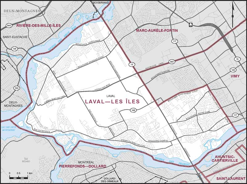 Carte – Laval–Les Îles, Québec