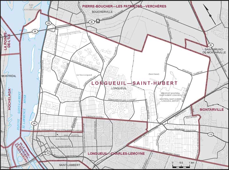 Map – Longueuil–Saint-Hubert, Quebec