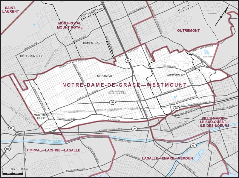 Map – Notre-Dame-de-Grâce–Westmount, Quebec