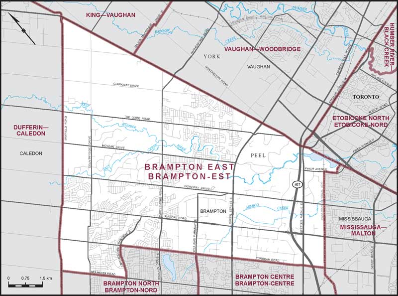 Map – Brampton East, Ontario