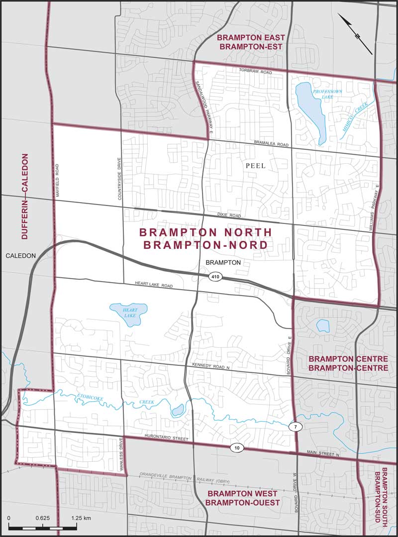 Carte – Brampton-Nord, Ontario