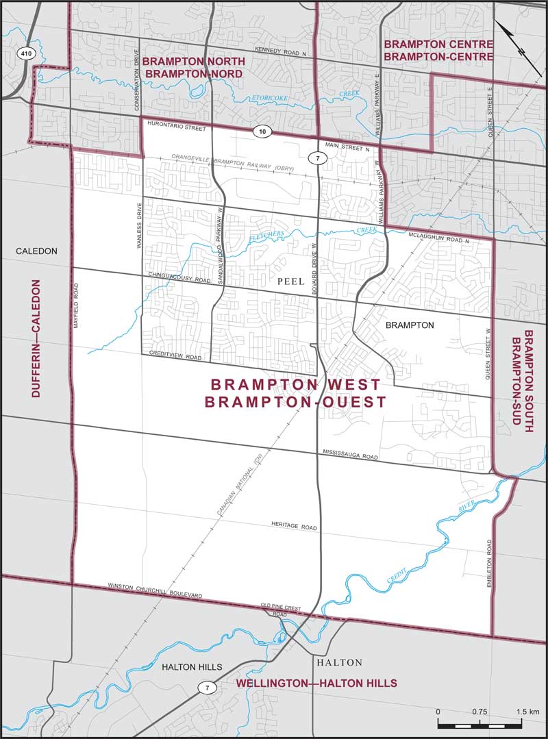 Map – Brampton West, Ontario