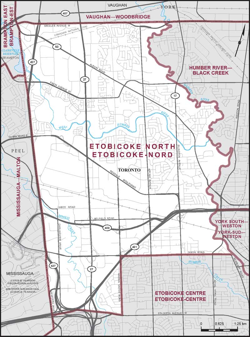 Map – Etobicoke North, Ontario