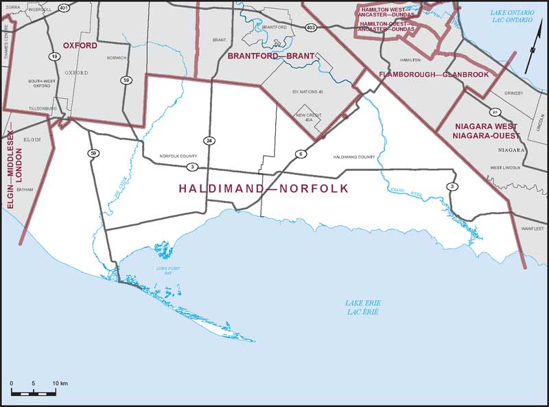 Map – Haldimand–Norfolk, Ontario
