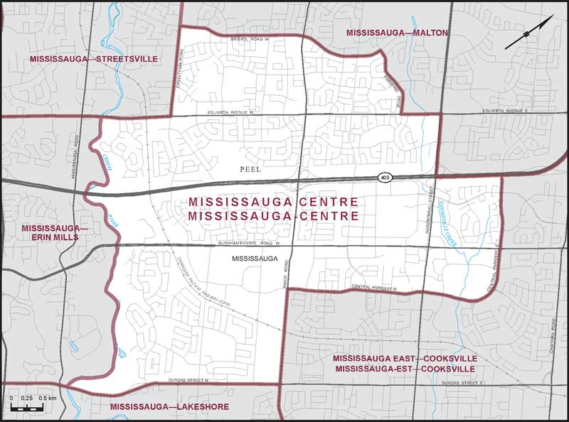Map – Mississauga Centre, Ontario