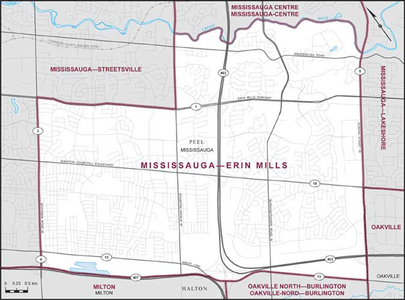 Map – Mississauga–Erin Mills, Ontario