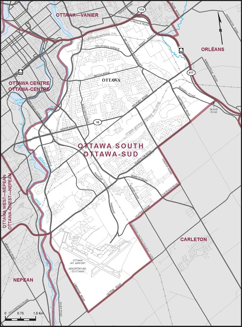 Map – Ottawa South, Ontario