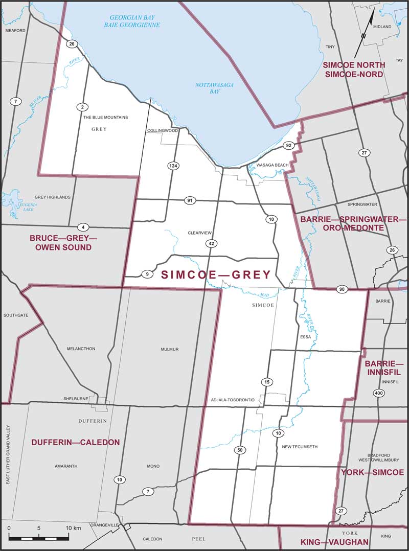 Map – Simcoe–Grey, Ontario