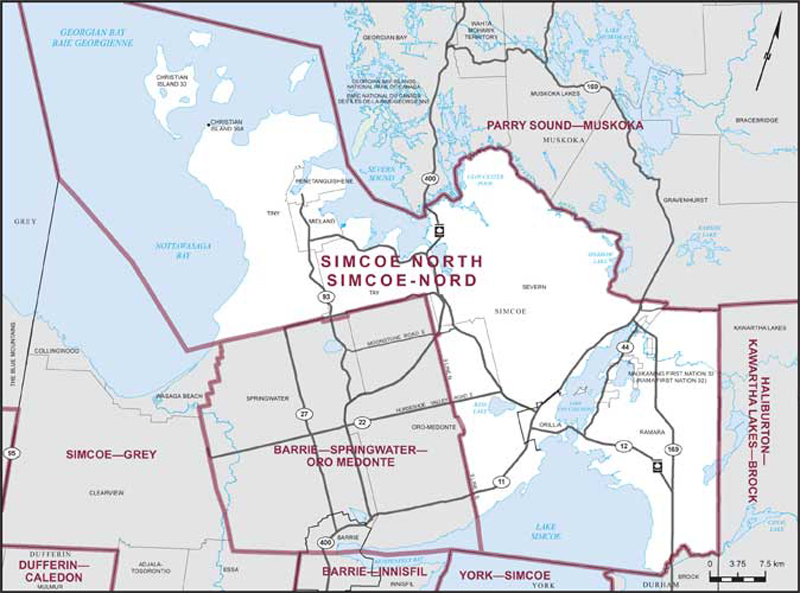 Map – Simcoe North, Ontario