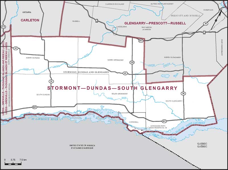 Carte – Stormont–Dundas–South Glengarry, Ontario