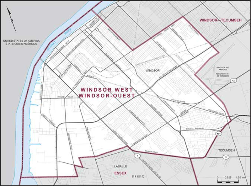 Map – Windsor West, Ontario