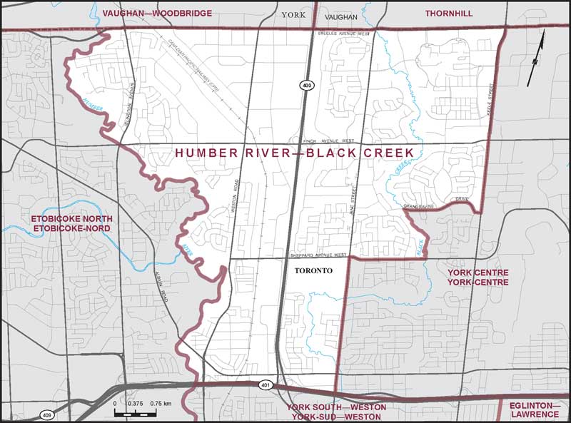 Map – Humber River–Black Creek, Ontario