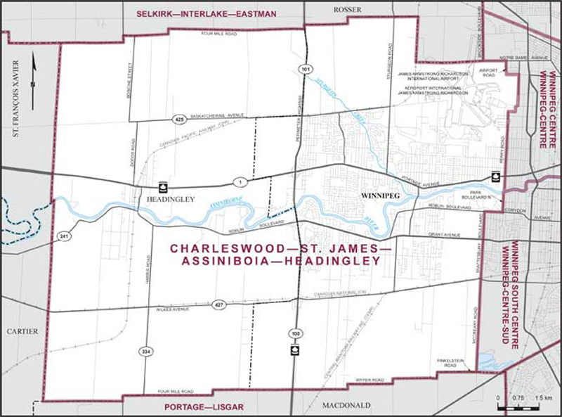 Map – Charleswood–St. James–Assiniboia–Headingley, Manitoba