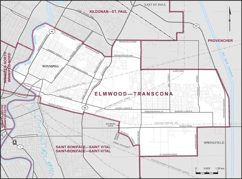 Carte – Elmwood–Transcona, Manitoba