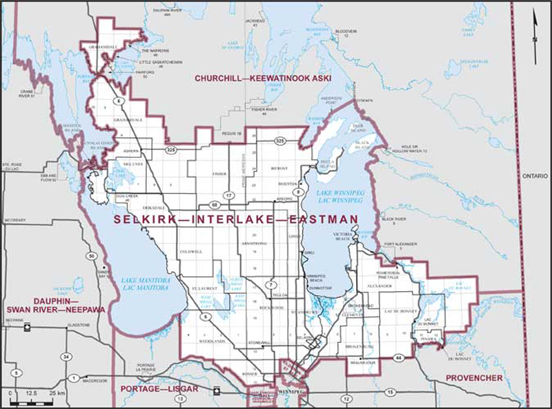 Map – Selkirk–Interlake–Eastman, Manitoba