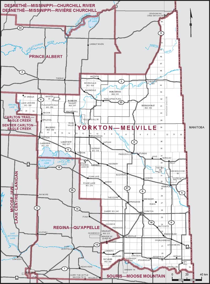 Map – Yorkton–Melville , Saskatchewan