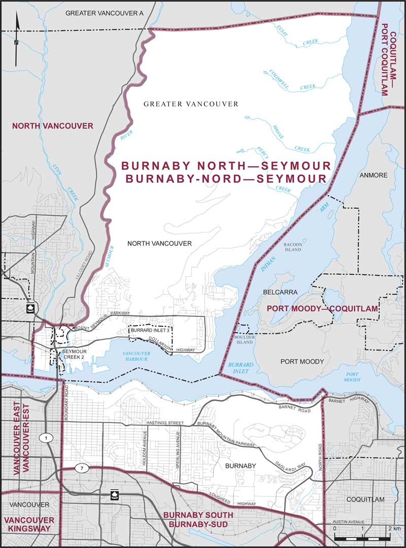 Carte – Burnaby-Nord–Seymour, Colombie-Britannique