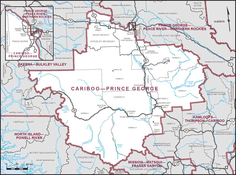 Carte – Cariboo–Prince George, Colombie-Britannique