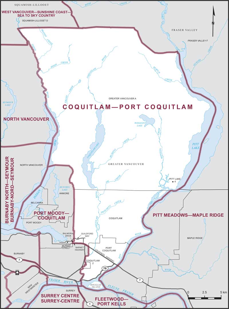 Carte – Coquitlam–Port Coquitlam, Colombie-Britannique